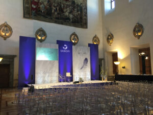 h-allestimento-evento-sanofi-texi-digital-printing-factory-per-mediart-location-ambasciata-di-Francia-a-Roma-palazzo-Farnese