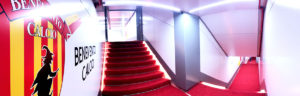 e tunnel panoramica Benevento Calcio stadio Ciro Vigorito Texi digital printing factory riqualificazione pannelli sagomati led crystal taglio kongsberg