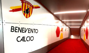 f tunnel Benevento Calcio stadio Ciro Vigorito Texi digital printing factory riqualificazione pannelli sagomati led crystal taglio kongsberg